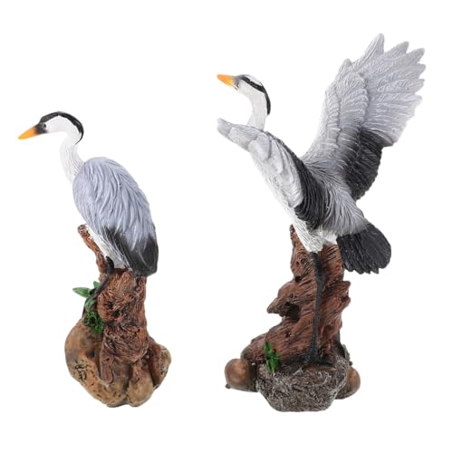 VINTORKY 2pièces Décoration De Jardin Héron Miniature Ornement De Résine pour Maison Et Bureau Figurine Oiseau Abstrait Statue De Décoration Extérieure Intérieure