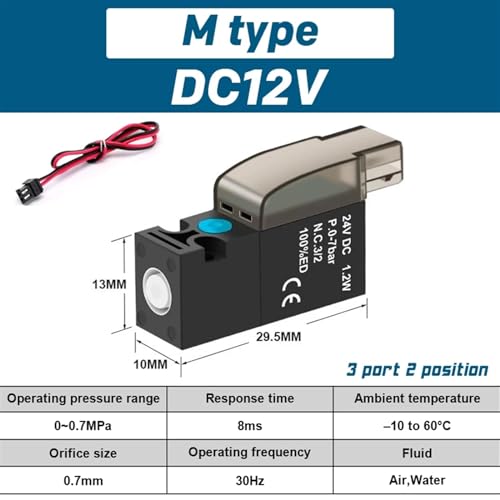 Válvula de control para sistemas neumáticos de laboratorio y vacío micro M Type DC12V 3