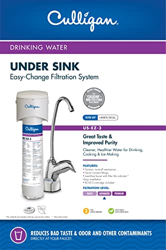 Culligan Us Change Under-Sink Drinking Water System With Dedicated Faucet And Filter, Ez-3 (Better Filtration), Chrome #TOP1