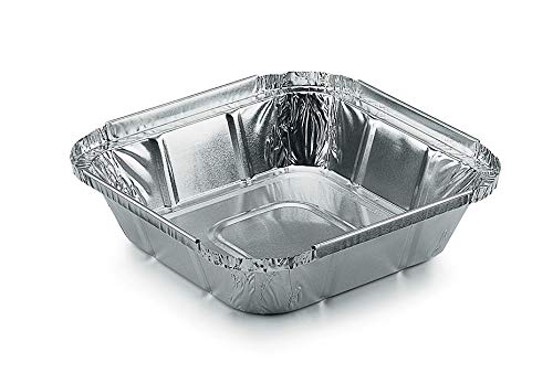 Aluschalen Grill eckig mit Deckel ohne Deckel Grillschale Aluminium Schale Tropfschale Menüschalen Einwegschale Fettauffangschale 560ml 16x16cm, Wunsch:Nur Schale, Stück:100 Stück Cover