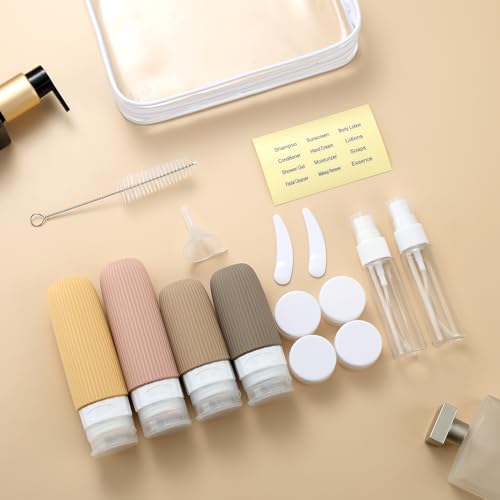 Image of Mrsdry 16 Pack Travel Bottles Set, TSA Approved Leak Proof Silicone Squeezable Containers for Toiletries, Refillable Travel Accessories for Conditioner, Shampoo, Lotion & Body Wash Accessories