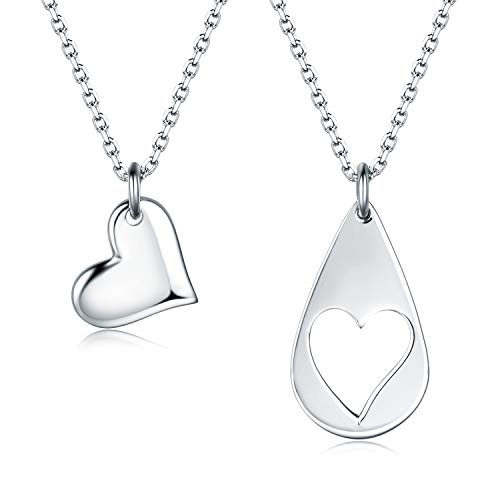 Mother Daughter Jewelry Sets for Two, Cutout Heart Necklaces, 2 Sterling Silver Necklaces2