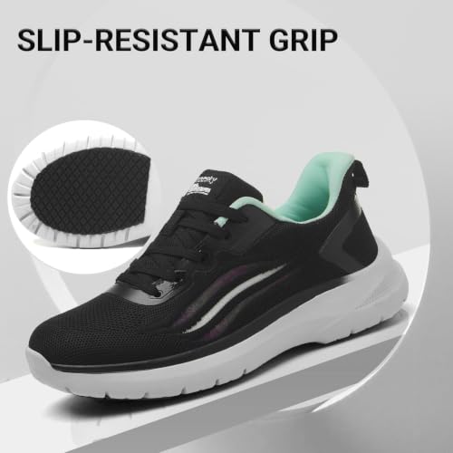 Image of Treesky Non Slip Work Shoes for Women, Restaurant & Kitchen Sneakers | Slip resistant soles, lightweight cushioning, breathable knit, removable insole, for nursing, food service & long shifts