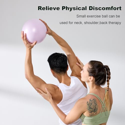 Image of Small Pilates Ball 9.8 Inch Slip Resistant Exercise Ball for Home Gym Yoga, Fitness, Physical Therapy, Stretching & Core Strength Workout - Purple