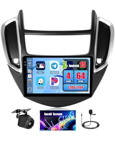 Realdio 4+64GB Android 15 Car Radio for 2014 2015 2016 Chevrolet Chevy Trax Wireless Carplay Android Auto, 9