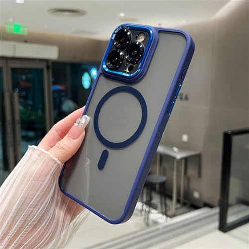 Coque iPhone 14 Pro Max transparente de luxe finition bleu foncé premium