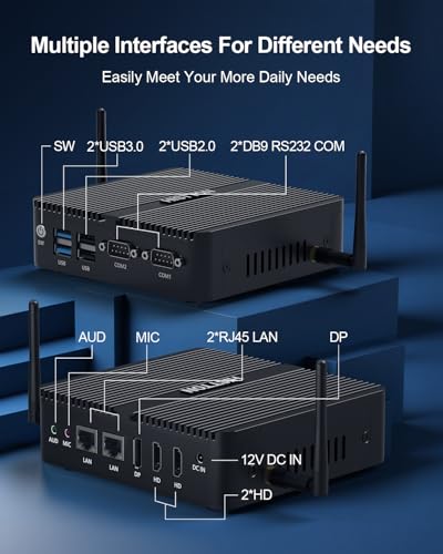 Image of HISTTON Mini PC N100, Alder Lake N100 (3.4GHz), 8GB DDR4 RAM 256GB NVMe SSD, Fanless Mini PC Win 11 Pro Supports WiFi6,BT5.2,USB 3.0,4K Triple Display, Dual LAN Industral Mini PC
