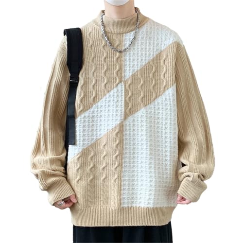 Men's Winter Casual Loose Pullovers Men O-Neck Vitality Patchwork Knitted Sweaters3