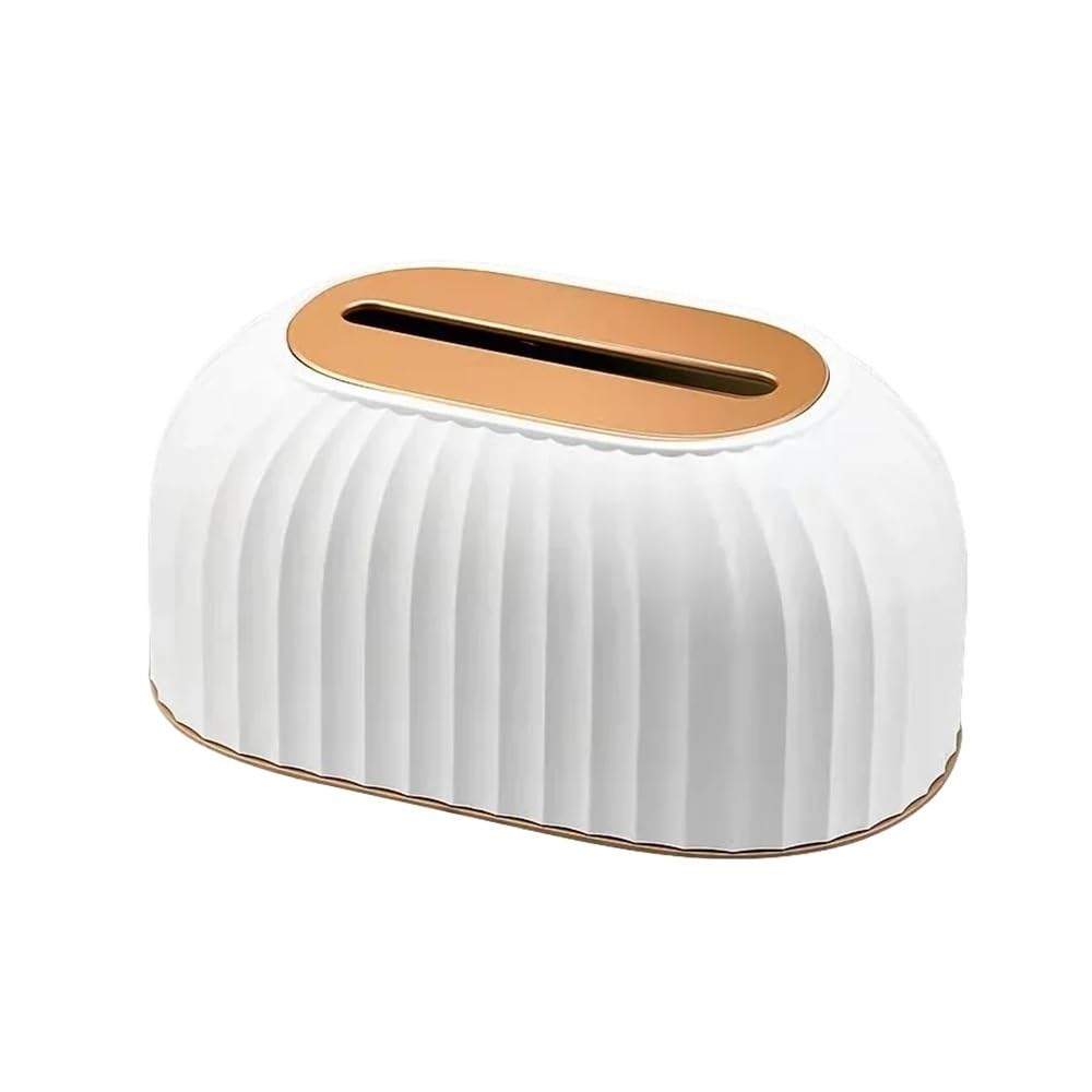 Aimanqi White Nordic Striped Tissue Box Holder Toilet Paper Box Table Napkin Holder Car Tissue Paper Dispenser Home Decoration(White)