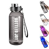 JIMACRO Water Bottle, BOTTLED JOY 1 Litre Sports Water Bottle with Time Markings and Reusable, 32 Oz Leakproof DUNDUN Water Bottle BPA-Free, Flip Top for Sports, Cycling, Camping