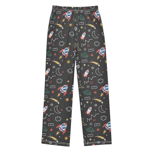 ZZXXB Space Rocket Constellation Boys Long Pants Soft Trousers Elastic Waist Kids Lounge Bottoms with Pockets S-XL