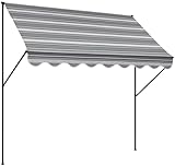 Angerer Klemmmarkise Exklusiv mit Handkurbel, Terrasse/Balkon, einfache Montage ohne Bohren, Made in Germany, hochwertiger Stoff, UV-beständig, höhenverstellbar, wasserabweisend, 200 cm Grau