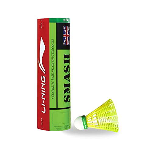 Li-Ning Smash Nylon Badminton Shuttlecocks (Yellow, Slow Speed) | Extreme Durability | Synthetic Cork 4