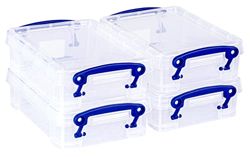 Really Useful Plastic Storage Box 0.75 Litre Clear (Pack of 4)