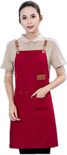 Delantal de chef de lona, delantal de espalda cruzada para hombres y mujeres con correas ajustables y bolsillos grandes, delantal de lona,