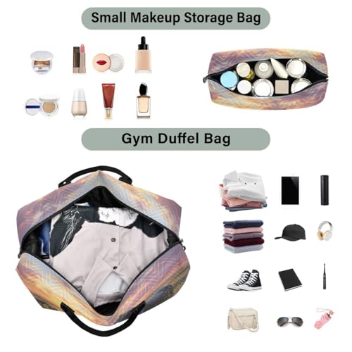 Horse Cow Daisy Blossom Travel Duffle Bag Gym Bag Weekender Bags with Toiletry Bag Travel Trip Tote Bag4