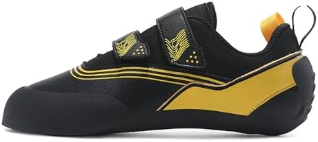 Climbing Shoes Mens Light Anti-Slip Indoor Outdoor Rock Climbing Sneaker for Beginners Professional Climbers (Black/Yellow, Adult, Men, 8.5, Numeric, US Footwear Size System, Medium)