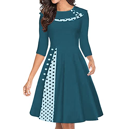 Abendkleid Lang 50er 60er Jahre Kleid Vintage Hepburn Audrey Swing Kleider Rockabilly Elegant Vintage Sommer Polka Dot Swing A Linie Knielang...