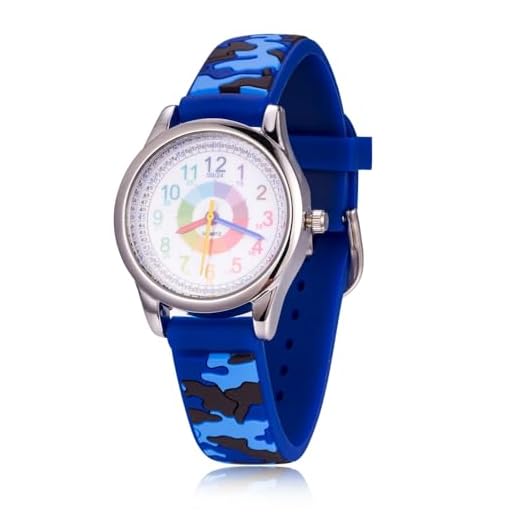 HALUKAKAH Montre d’Apprentissage Tactique pour Enfants - Bleu Marine - Montre Analogique d’Aventure Militaire pour Garçons & Filles - Étanche Bracelet Silicone - Chiffres Arabes Faciles à Lire