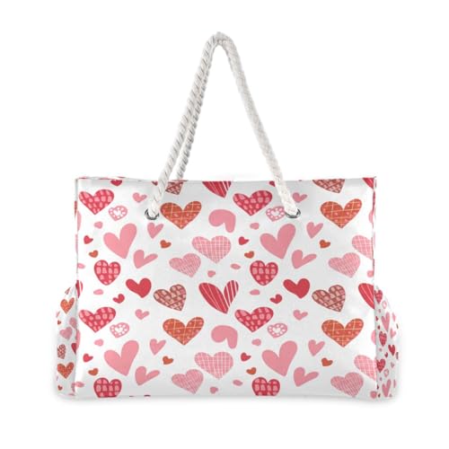 Heart Beach Tote Bag for Women Large Pool Bags Carry On Bag With Wet Compartment for Beach Travel with Pocket Zipper Outdoor Tote Bag2