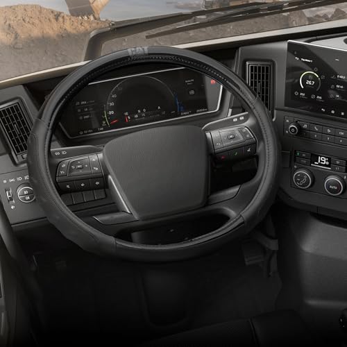 Cat BigGrip Faux Black Leather Semi Truck Steering Wheel Cover Fits RV and Big Rig Trucker Steering Wheel Cover for Trucks 18 Wheeler - X-Large 17.5 - 18 Inches