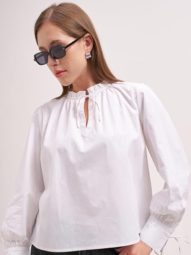 Image of Tokyo Talkies Women Tops for Woman|Women Oversized Fit Crop Top Shirt|Comfortable Premium Korean Button Down | Workwear Top for Office & Casual Outfit