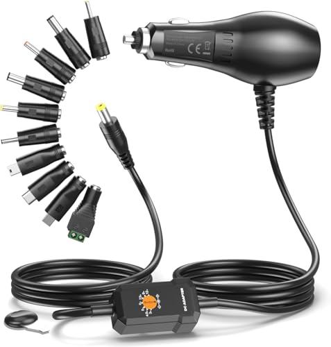 Basicvolt 34W Chargeur Voiture Multi Embout 3V 5V 9V 12V 2A + Prise Port USB 5V 2A, Allume Cigare USB C Adaptateur Universel pour iPhone Samsung Téléphone...