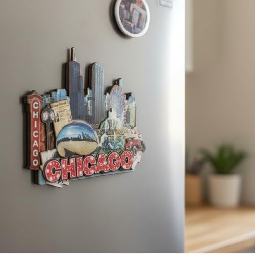 Imán Decorativo Chicago Magnet Skyline Landmarks miniatura 2