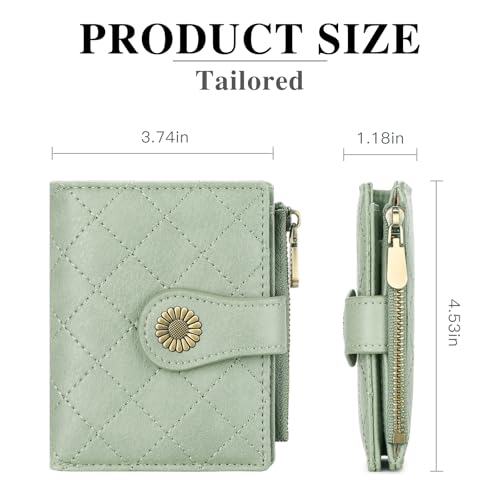Image of FALAN MULE Small Wallet for Women Bifold RFID Blocking Leather Card Holder with Zipper Coin Pocket