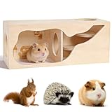 Hamsterversteck Holzhaus, Hamsterhaus, Hamstertunnel & Hamsterlabyrinth als Mehrkammernhaus - Magnetisches modulares Hamster Zubehör & Spielzeug für Zwerghamster, Syrische Hamster & Kleintiere