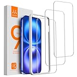 Mkeke 3 Pack Screen Protector for iPhone 16, iPhone 15 Glass Screen Protector 6.1', [9H+ Tempered Glass] [Easy Installation Frame][Military-Grade Drop Protection] HD Clear, Anti-Scratch, Bubble Free