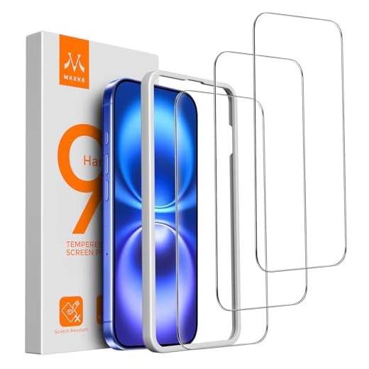 Mkeke 3 Pack Screen Protector for iPhone 16, iPhone 15 Glass Screen Protector 6.1", [9H+ Tempered Glass] [Easy Installation Frame][Military-Grade Drop Protection] HD Clear, Anti-Scratch, Bubble Free