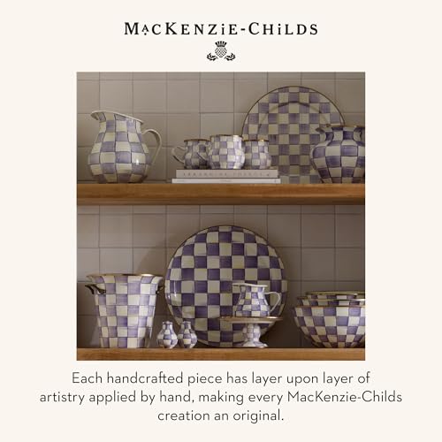 Image of MACKENZIE-CHILDS Pitcher with Spout, Purple-and-White Violet Check