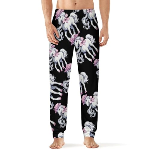 Funny Horse Men's Pajamas Pants Lightweight Sleep Lounge Pant Pjs Bottoms Casual Sleepwear