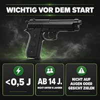 fritz-cell Airsoft Pistole 92 FS Federdruck <0,5 J 500 BBs (92 FS, schwarz) | Federdruck, ohne Gas und ohne Akku – Ansicht 7