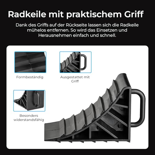 AUTOLIGHT 24 4 x Unterlegkeil mit Griff 15x10CM Hemmschuhe Bremskeile Anhänger PKW Stütze Wohnwagen Kunststoff