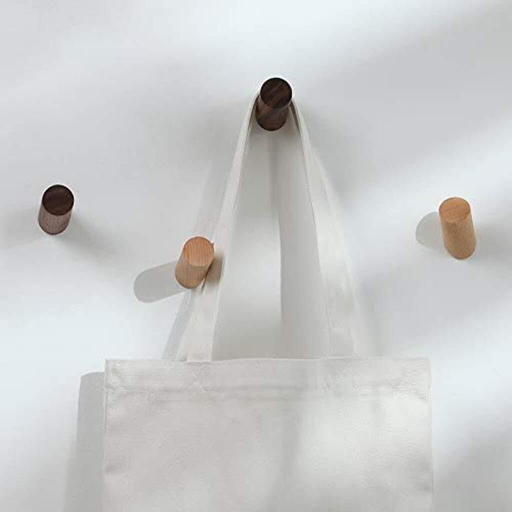 Kleiderhaken aus Holz zur Wandmontage, Vintage-Gestell for Kleidung, Hüte, Handtaschen, Schlüssel, nization Set mit 6 kleinen Kleiderbügeln(M)