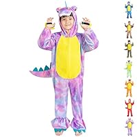 DearSun Child's T-Rex Dinosaur Costume Dinosaur Costume for Kids Fancy Dress Costume Hooded Romper Jumpsuit (XS/90, Purple)