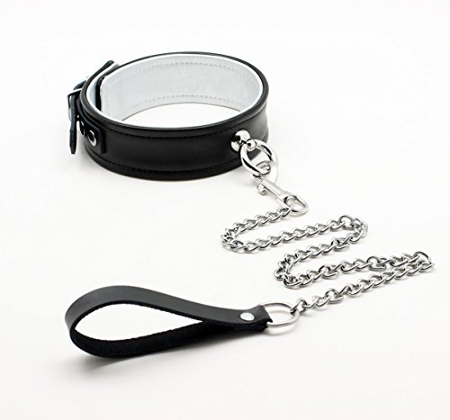 Leather Collar With Chain - Smspade Leather Neck Choker Cuff With Leash Set For Men Women Adult #TOP22