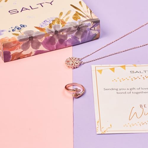 Image of SALTY Anti Tarnish Fancy Loving Gift Box | Necklace, Earrings & Bracelet Jewellery Set for Women | Stylish Minimal Jewelry Sets | Modern Design Aesthetic Accessories | Ideal for Gifting | Gift for Diwali, Christmas, Marriage, Birthday