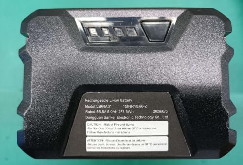 Image of BULL-TECH 55.5V Battery Replacement for Greenworks Pro 55.5V 5.0AH Hours Rechargeable Lithium Ion Battery,Compatible with All Power 55.5V Greenworks Cordless Power Tools
