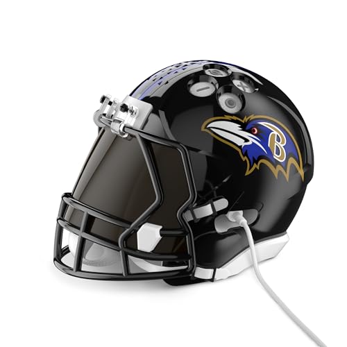Image of NFL Echo Dot Bundle: Includes Echo Dot | Glacier White and Limited-Edition NFL Helmet Stand | Baltimore Ravens