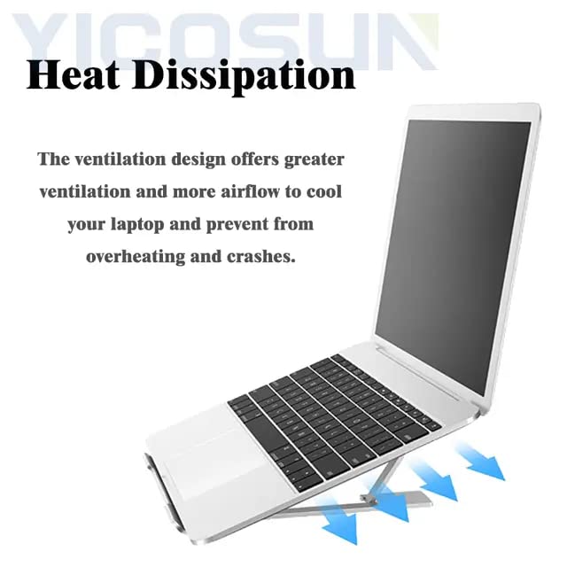 Image of Height Adjustable Double Raiser Folding Aluminium Laptop Cooling Stand Desk Laptop Stand Portable