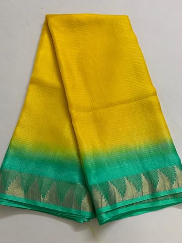Image of Women's Bhagalpuri Pure Kota Doria Silk Net Saree With Temple Zari Border and Running Blouse Piece