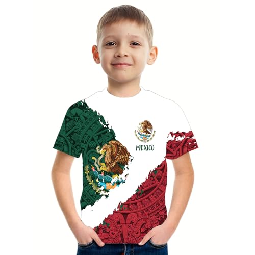 FAYBA Boys Aztec Mexican Shirts Boys Short Sleeves Mexico Shirt Mexico Jersey for Childrens Tops