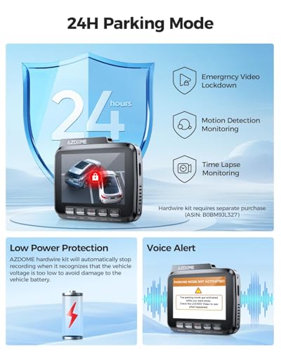 AZDOME GS63H Pro 2CH Dash Cam 4K with Super Night Vision & ADAS 24H Parking Mode - 4K Dual Dash Cam - Built-in WiFi - GPS Tracking - Collision Detection - Multiple Parking Modes - Thumbnail 7