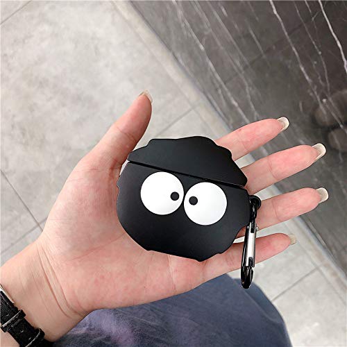 BONTOUJOUR AirPods Pro Case, Super Cute Creative Funny Big Eyes Blake Fairydust Dust Elf Shape AirPods Case, Stylish Dust Ball Susuwatari Silicone Earphone Protection Skin for AirPods Pro /3+Hook - Image 5