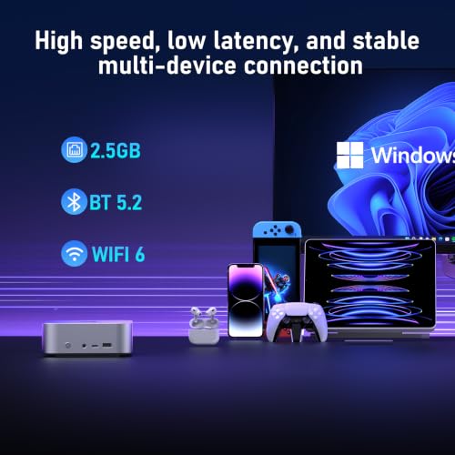 Image of Beelink SER8 Mini PC, AMD Ryzen 7 8745HS (8C /16T up to 4.9GHz), 16GB DDR5 512GB SSD, AMD Radeon 780M Graphics /Triple 4K Display (HDMI 2.1+DP+USB4) /2.5G LAN /WiFi 6 /BT5.2 Performance Desktop Computer
