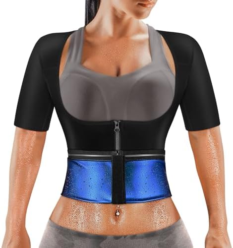 MATKAO Sauna Suit for Women Weight Loss Sauna Shirt for Women Sweat Suit Waist Trainer Vest Fitness Body Shaper Zipper