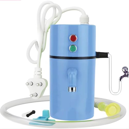 Image of (15 Year Warranty) Instant Electric Water Heater Portable Fast Copper Coil Heating Durable ABS Plastic Body Auto Shut Off Protection for Bathroom Kitchen Home Use Color Heater- Blue